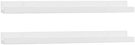 Wallniture Denver 17 White Floating Bookshelf and Picture Ledge Set of 2