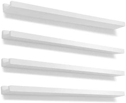 Rustic White Floating Shelves Set of 4 for Wall Display