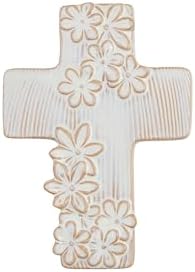 Mud Pie Large Ceramic Flower Cross 7x4 34