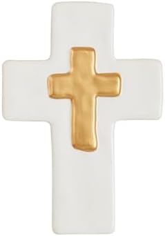 Mud Pie Ceramic and Gold Thick Cross 6x4