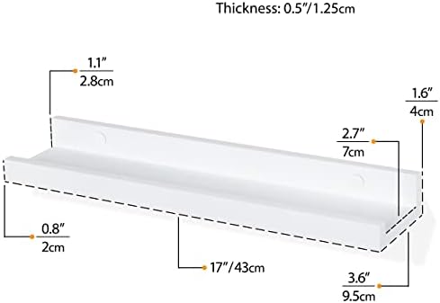 Wallniture Denver 17 White Floating Bookshelf and Picture Ledge Set of 2