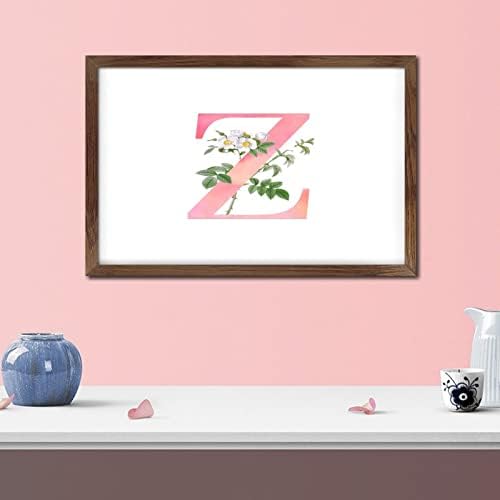 Pink Monogram Initial Z Wood Framed Wall Decor Sign