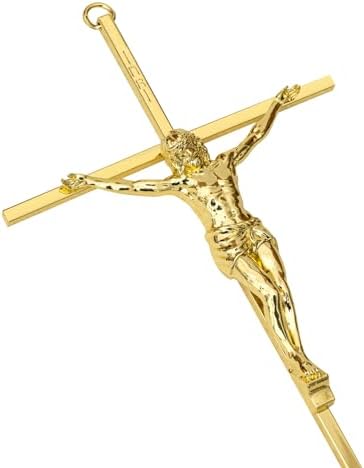 KUXBET 10 Inch Gold Metal Wall Cross Decor