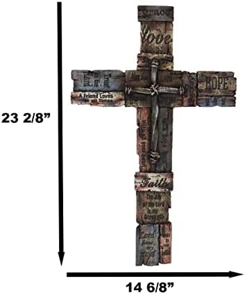 Ebros Gift Rustic Wall Cross Decor with Inspirational Words