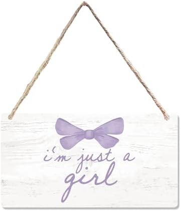 Cute Purple Bow Wooden Door Sign for Girls
