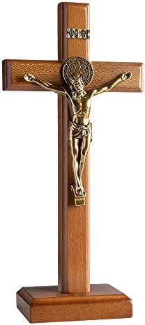 KUXBET 107 Inch Wooden Wall Cross with Stand