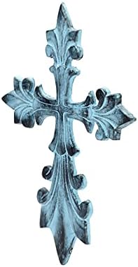 Antique Rustic Blue 8 Inch Wall Cross Decor