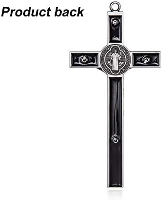 Wellcho Black Enamel Crucifix Wall Cross - Saint Benedict Religious Wall Art