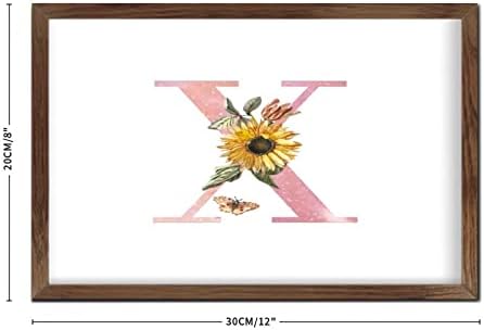 Pink Monogram Initial Letter X Framed Wood Sign Wall Decor