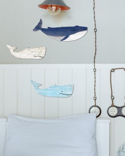 Putuo Decor 3 Piece Blue and White Whale Wall Sculptures
