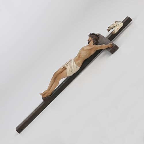BC Catholic Crucifix Wall Cross 10 Inch Handmade Renaissance Sculpture