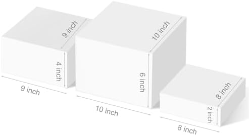 Gowing Buffet Risers 3PCS 8x9x10 Inch White Acrylic Boxes for Food Display