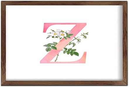 Pink Monogram Initial Z Wood Framed Wall Decor Sign
