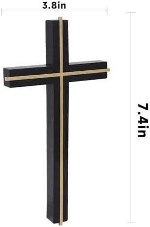 VINETEN Wall Cross Catholic Black Wood and Metal Alloy Decor