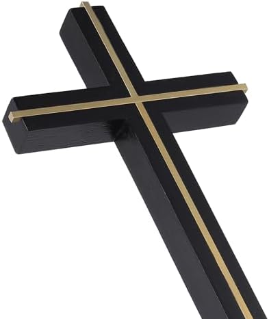 VINETEN Wall Cross Catholic Black Wood and Metal Alloy Decor