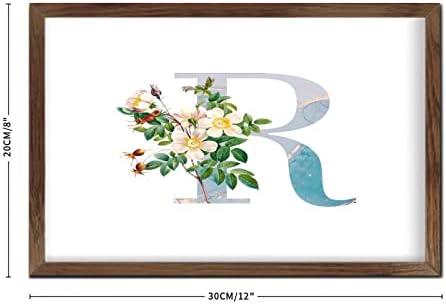 Initial Letter R Monogram Blue Wood Framed Wall Art Sign