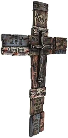 Ebros Gift Rustic Wall Cross Decor with Inspirational Words