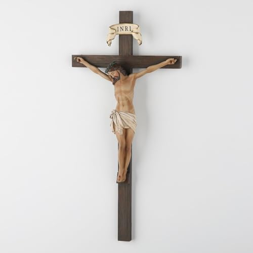 BC Catholic Crucifix Wall Cross 10 Inch Handmade Renaissance Sculpture