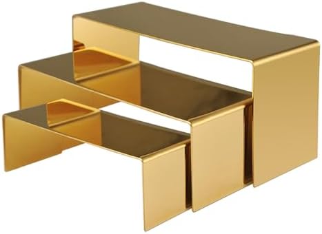 Three Gold Risers Display Stand for Handbags Shoes Jewelry