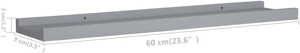 2 Pcs Gray Floating Photo Ledge Shelves Set