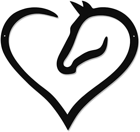 Sturdy Metal Horse Heart Wall Decor Black