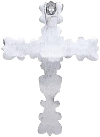 Castleore Wall Hanging Religious Christian Metal Cross - Silver Antique