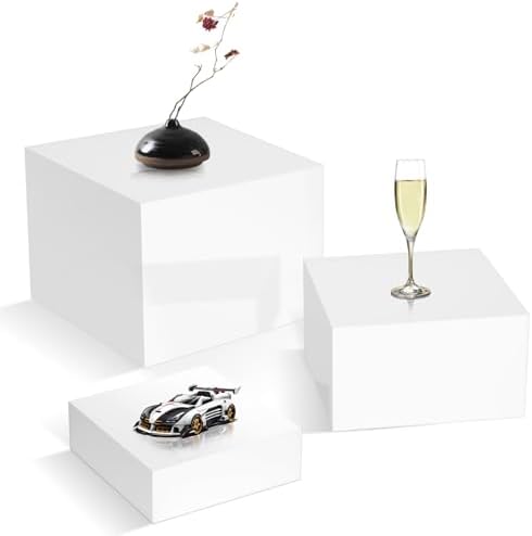 Gowing Buffet Risers 3PCS 8x9x10 Inch White Acrylic Boxes for Food Display
