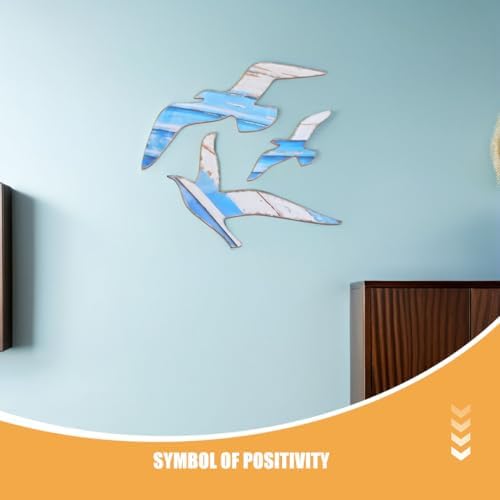 Toyvian 6pcs Wooden Seagull Wall Hanging
