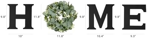 Mkono Farmhouse Wall Sign with Black Wooden Letters and Artificial Eucalyptus Wreath