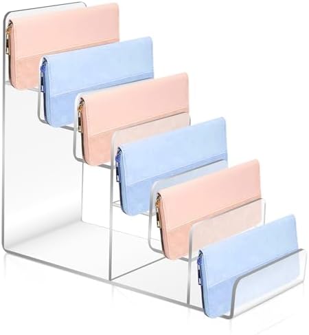6 Tier Wallet Display Stand with Clear Acrylic Base
