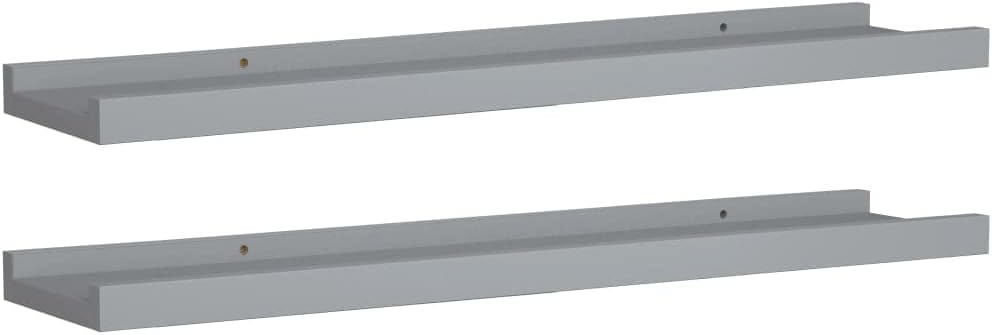 2 Pcs Gray Floating Photo Ledge Shelves Set