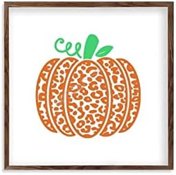 Cheetah Print Pumpkin Wood Frame Wall Decor 7x7