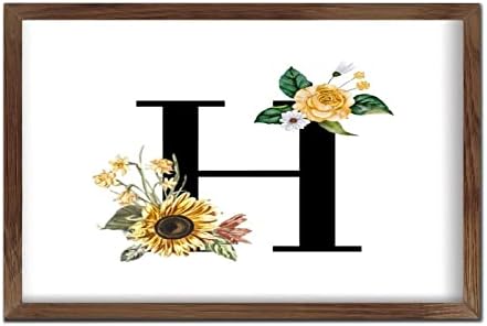 Black Monogram H Wood Framed Wall Sign Primitive Decor