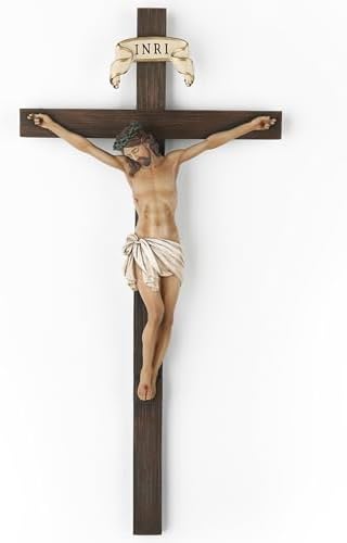 BC Catholic Crucifix Wall Cross 10 Inch Handmade Renaissance Sculpture