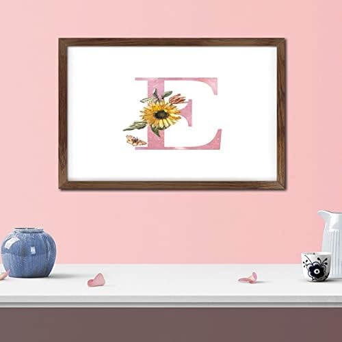 Nintydays Pink Monogram Initial Letter E Wooden Wall Sign