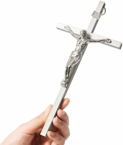 VINETEN 8 Inch Silver Crucifix Wall Cross