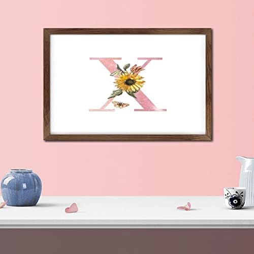 Pink Monogram Initial Letter X Framed Wood Sign Wall Decor