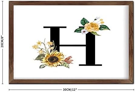Black Monogram H Wood Framed Wall Sign Primitive Decor