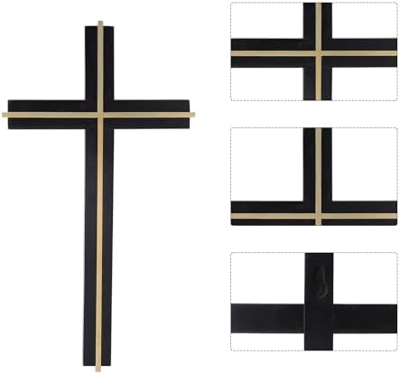 VINETEN Wall Cross Catholic Black Wood and Metal Alloy Decor