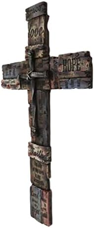 Ebros Gift Rustic Wall Cross Decor with Inspirational Words