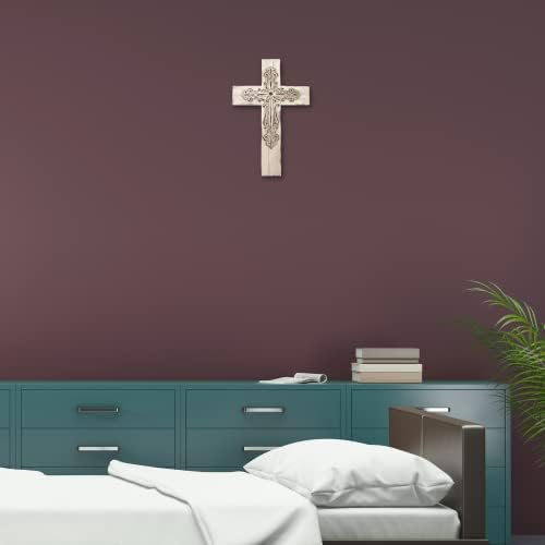 Comfy Hour Layered Wall Cross in White Wood