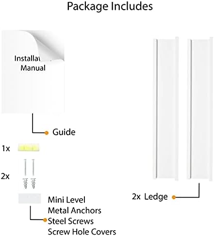 Wallniture Denver 17 White Floating Bookshelf and Picture Ledge Set of 2