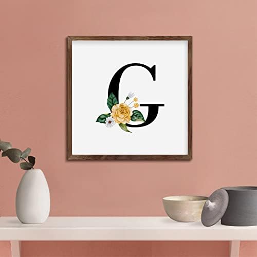 Funny Wood Framed Black Monogram Initial G Sign