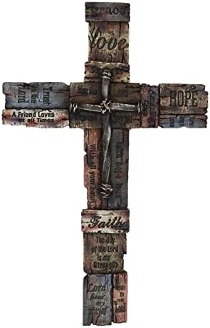 Ebros Gift Rustic Wall Cross Decor with Inspirational Words