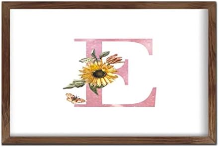 Nintydays Pink Monogram Initial Letter E Wooden Wall Sign
