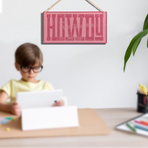 Howdy Sign - Preppy Hot Pink Cowgirl Wall Decor