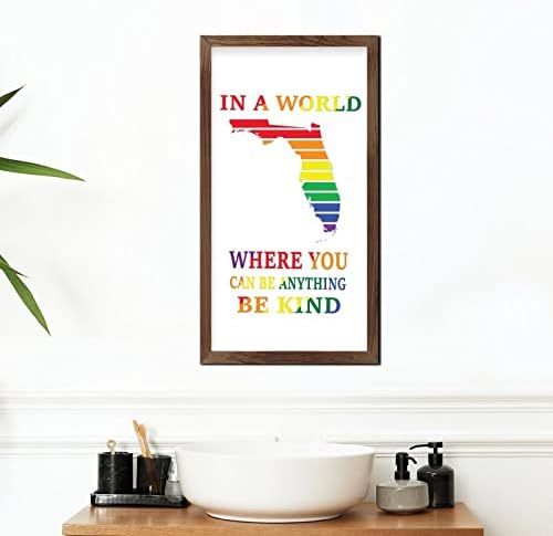Rainbow Florida Map Wooden Wall Sign Farmhouse LGBTQ Decor