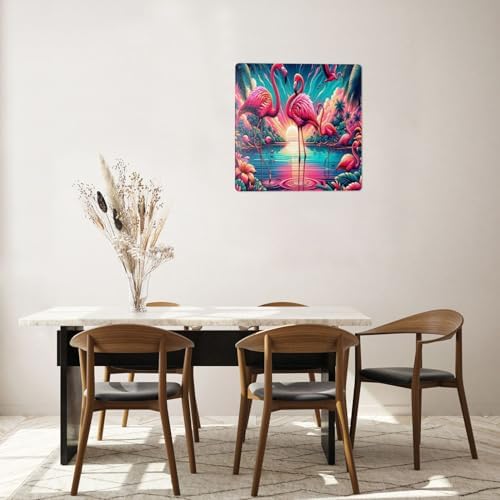 Tropical Flamingo Metal Wall Art Decor Sign 8x8inch