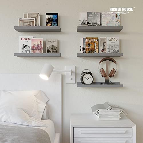 RICHER HOUSE Floating Wall Shelves Set - Grey