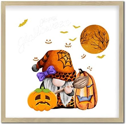 Fall Gnome Halloween Wood Sign 12x12in